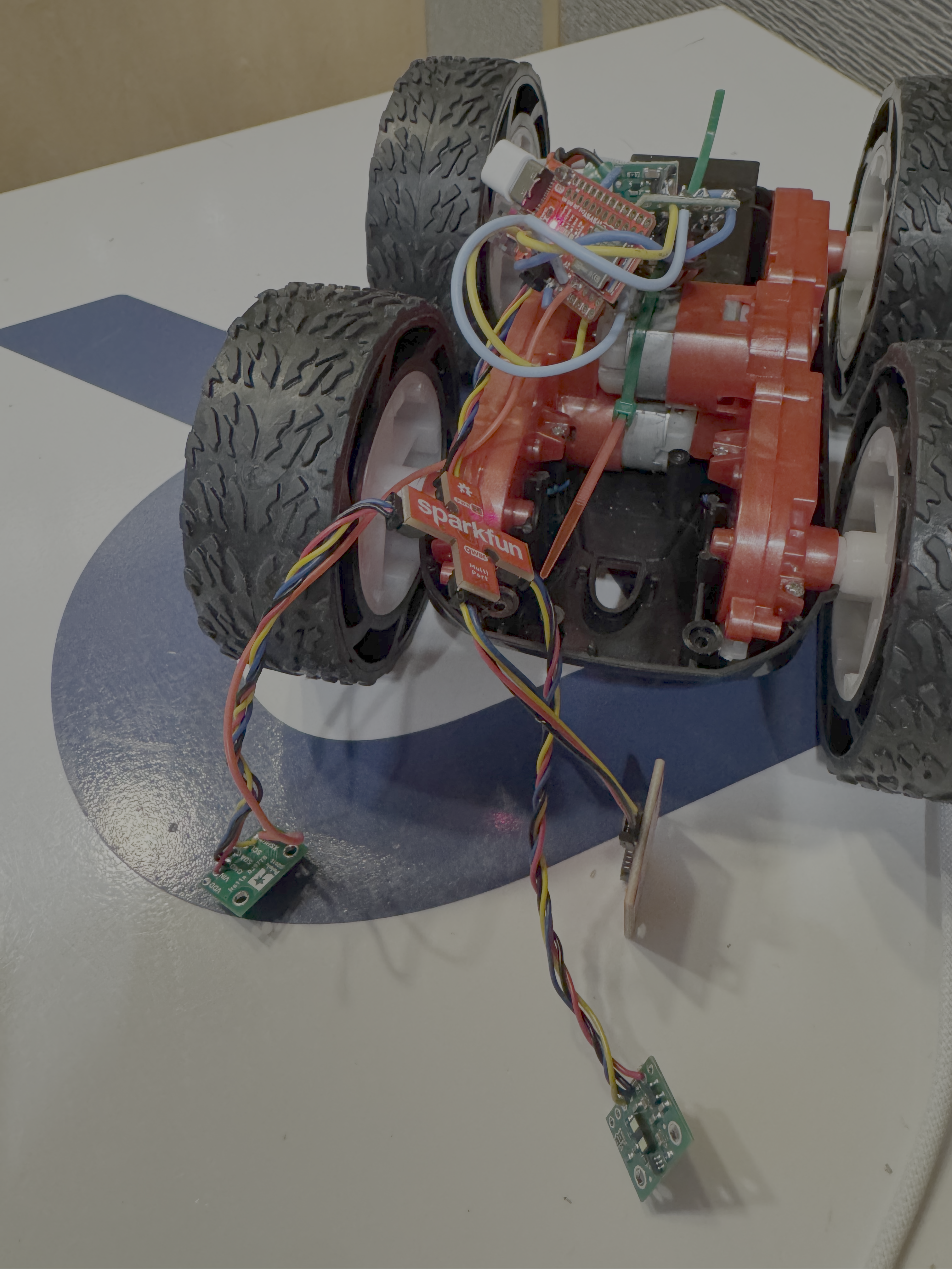 Wiring diagram showing Artemis, QWIIC breakout, two ToF sensors, and IMU